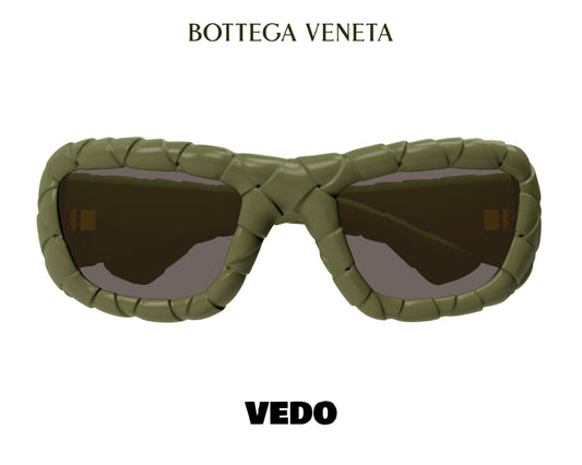 Woven texture wraparound sunglasses BOTTEGA VENETA BV1303 vedosunglasses green