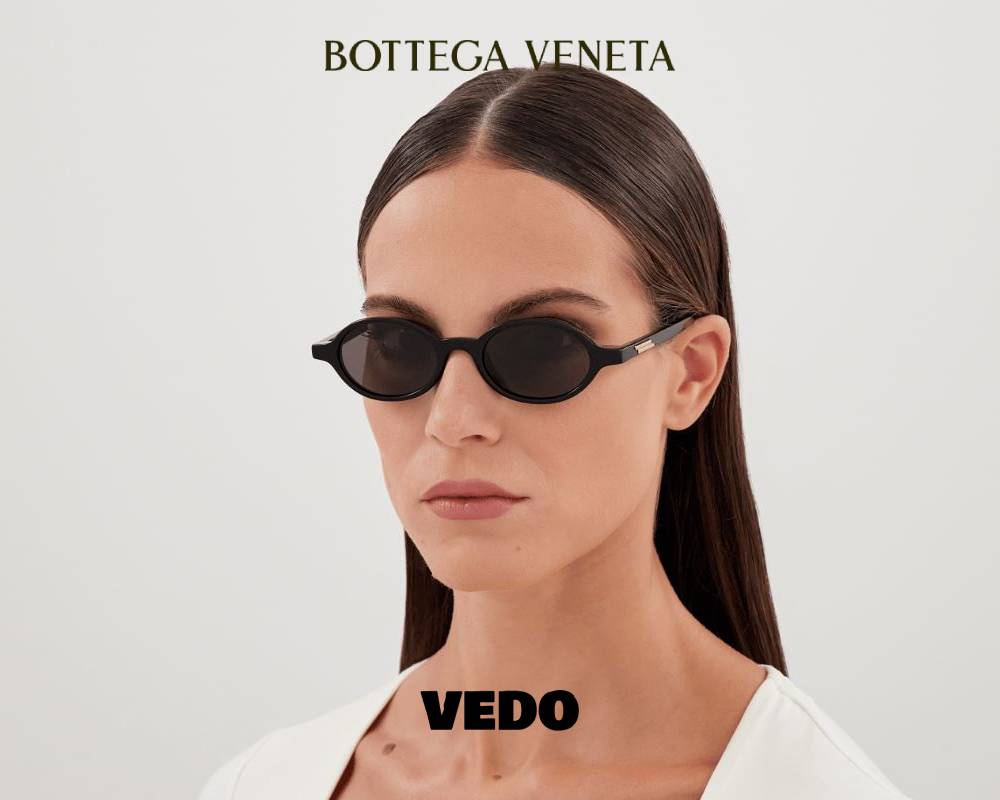 Bottega Veneta BV1388 Narrow Oval Sunglasses vedosunglasses.com black
