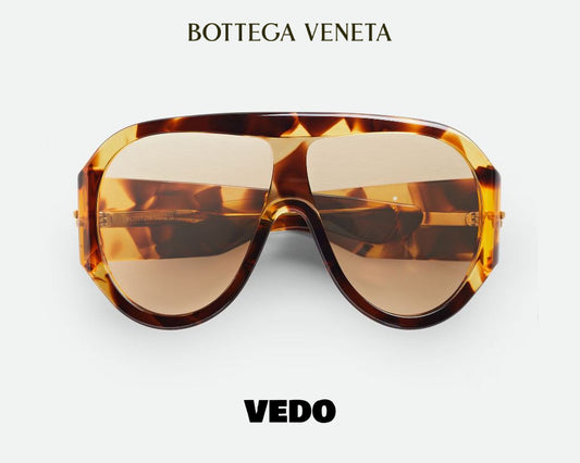 Bottega Veneta oversize Shield Sunglasses BV1345S vedosunglasses havana