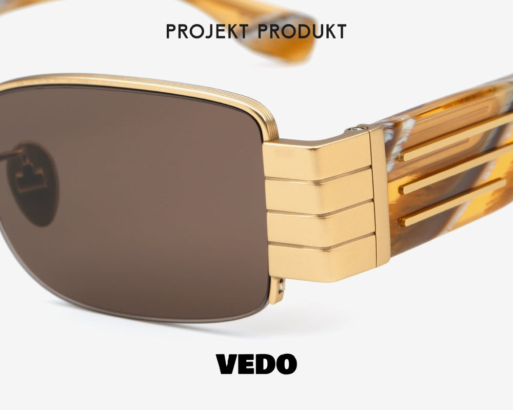 Rectangular sunglasses titanium PROJEKT PRODUKT CL1 vedosunglasses.com gold brown