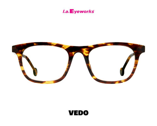 L.A. Eyeworks CIDER Unisex Squared Design Eyeglasses brown havana