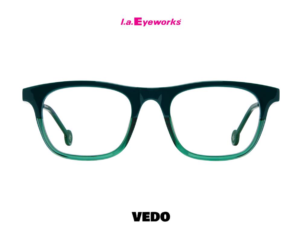 L.A. Eyeworks CIDER Unisex Squared Design Eyeglasses black and green
