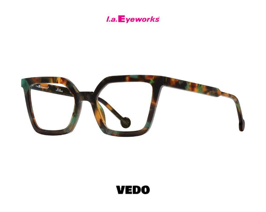 L.A. Eyeworks HERSH Cat-Eye Squared Eyeglasses brown havana multicolor