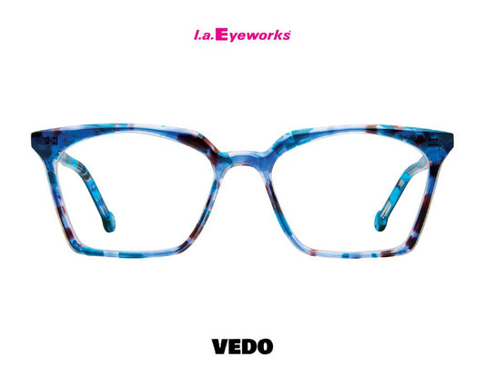 L.A. Eyeworks LEVI Feminine Squared Eyewear blue