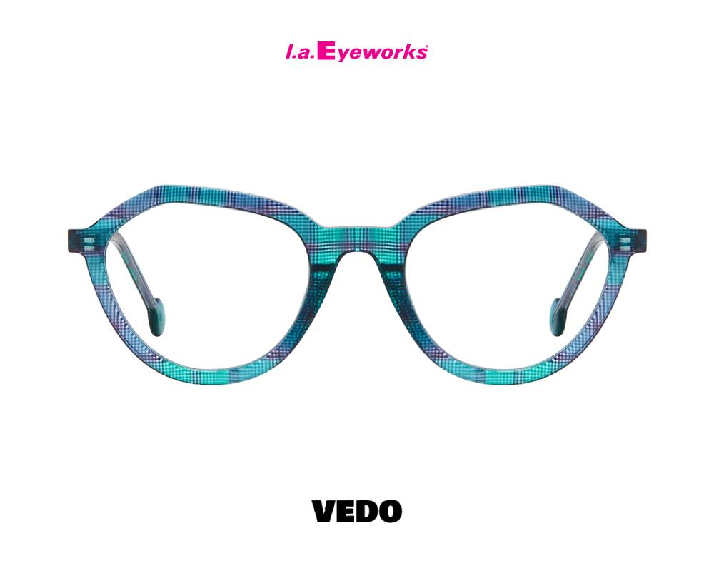 L.A. Eyeworks NIFFER Round Geometric Petite-Fit Eyeglasses blue