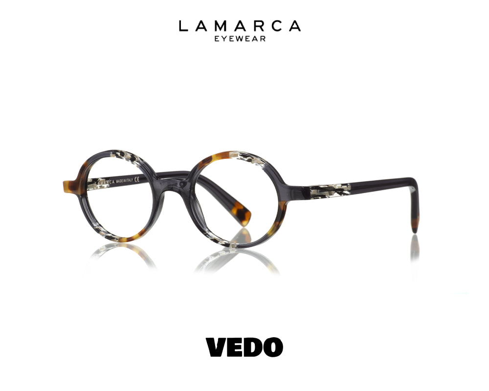 LAMARCA Mosaico 163 Small Round Eyeglasses vedosunglasses grey havana