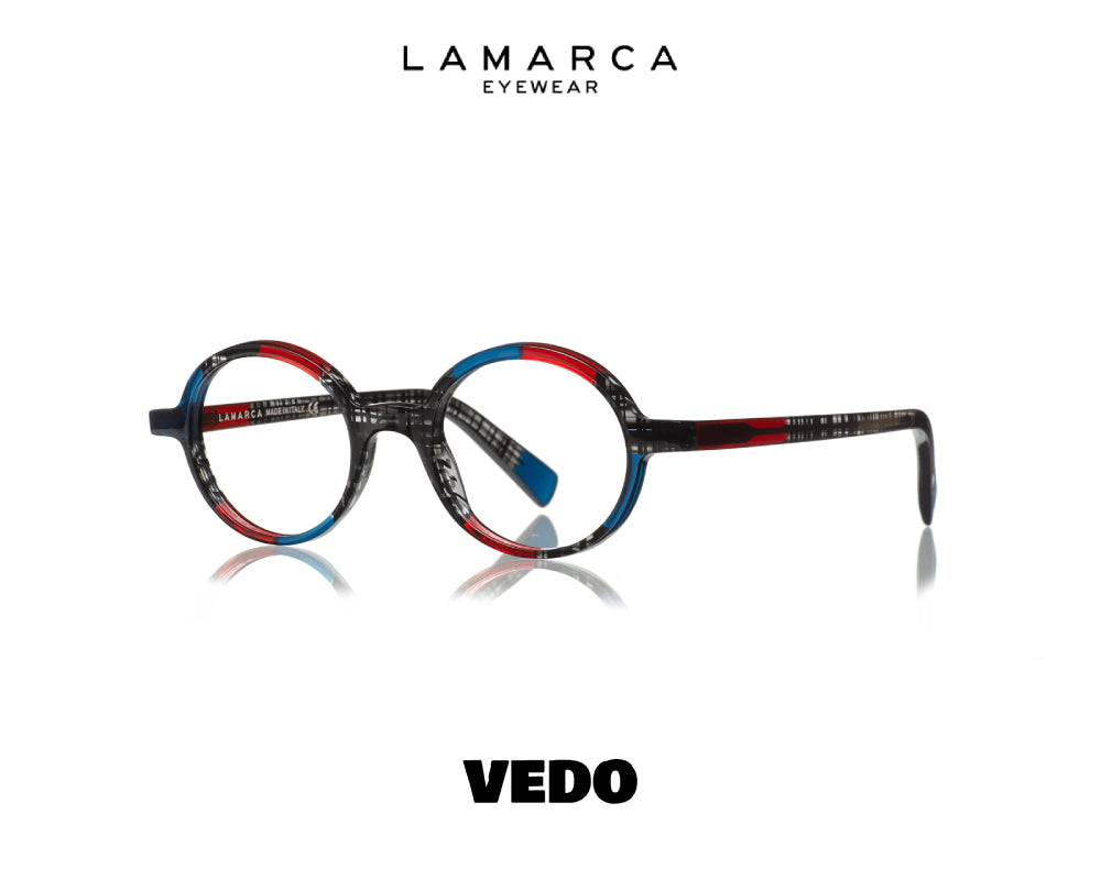 LAMARCA Mosaico 163 Small Round Eyeglasses vedosunglasses blue red