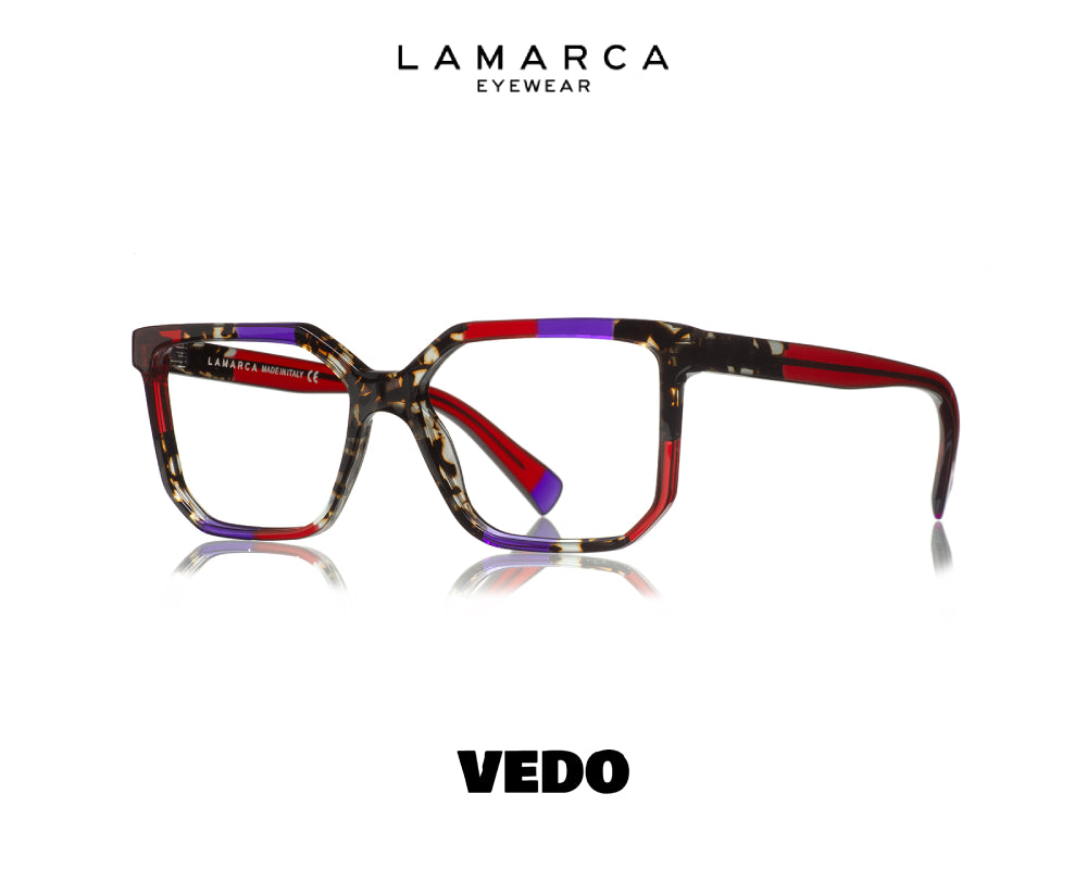LAMARCA Mosaico 166 squared feminine eyeglasses vedosunglasses red violet