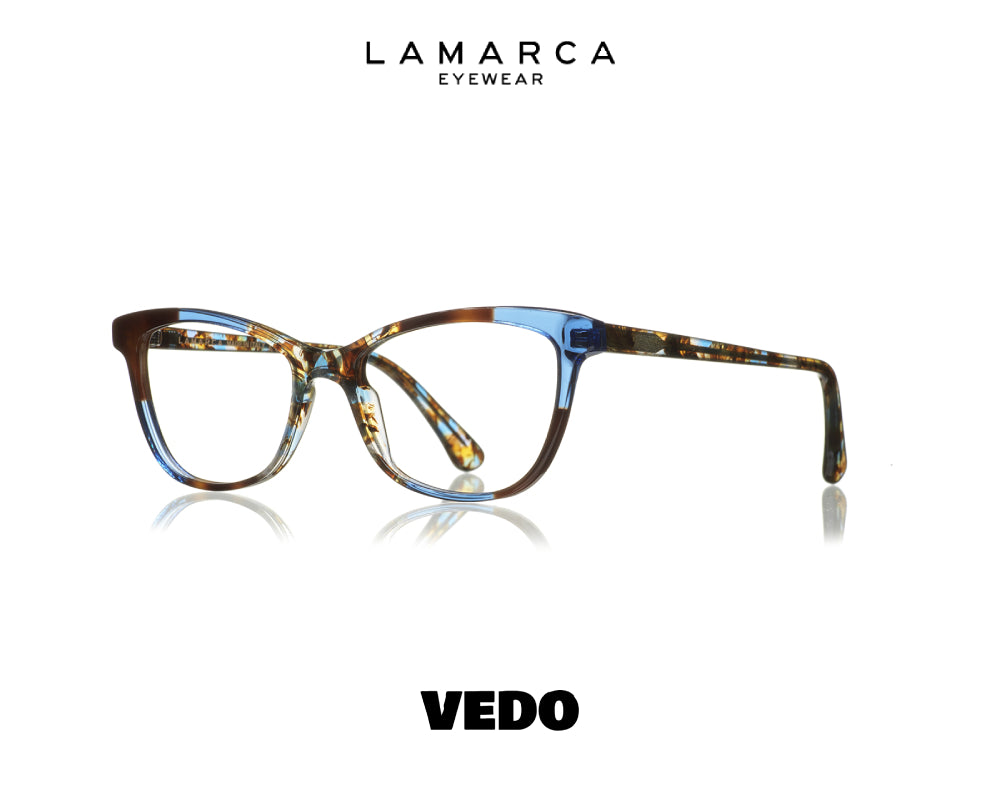 LAMARCA Mosaico 97 Small Rectangular Pointed Eyeglasses vedosunglasses light blue havana