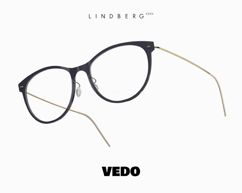 LINDBERG NOW 6520 Feminine Round Cat-Eye Titanium Eyeglasses BLACK