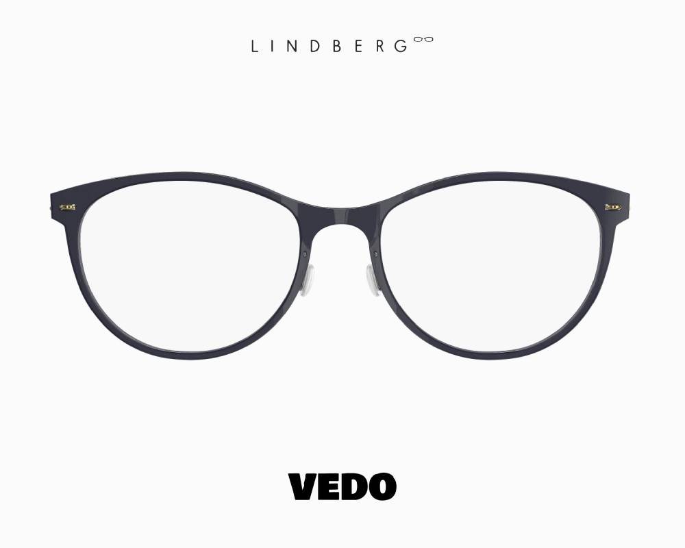 LINDBERG NOW 6520 Feminine Round Cat-Eye Titanium Eyeglasses BLACK