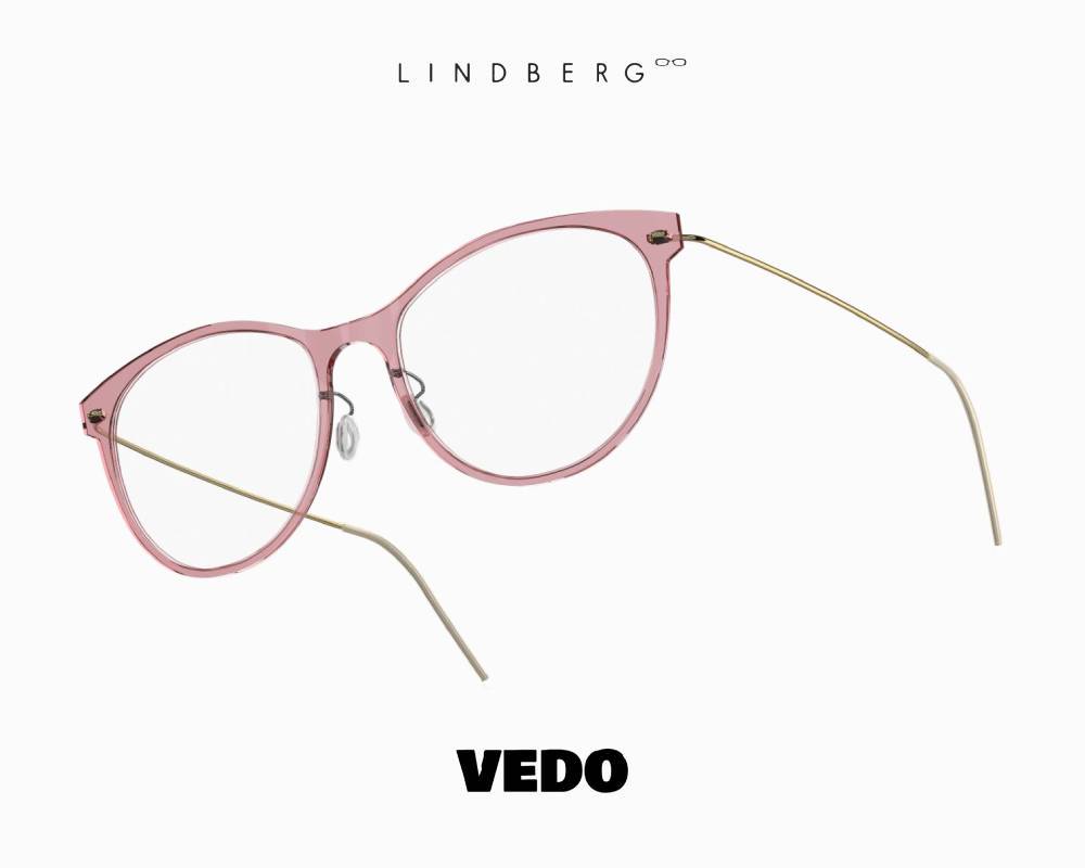 LINDBERG NOW 6520 Feminine Round Cat-Eye Titanium Eyeglasses PINK