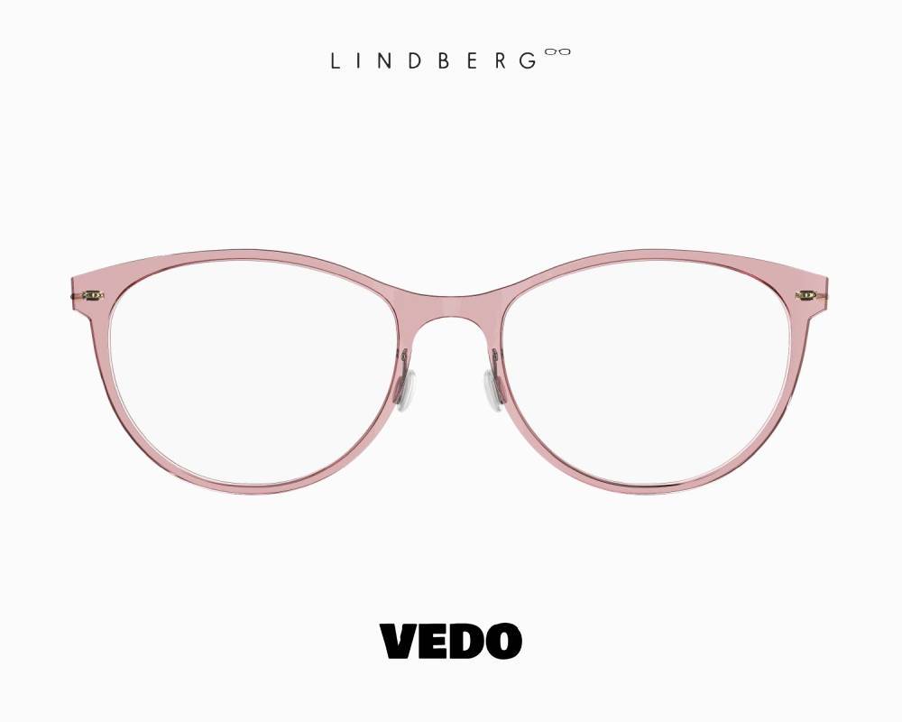 LINDBERG NOW 6520 Feminine Round Cat-Eye Titanium Eyeglasses PINK