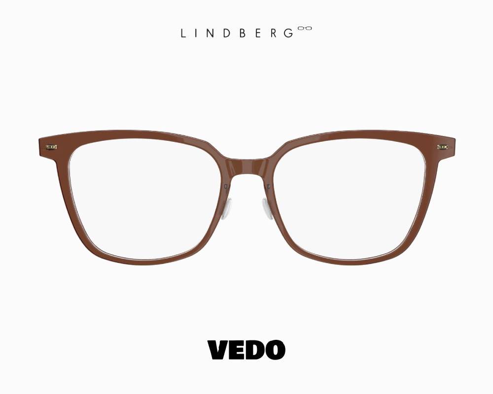 LINDBERG NOW 6625 Squared Cat-Eye Feminine Titanium Eyeglasses BOWN 1