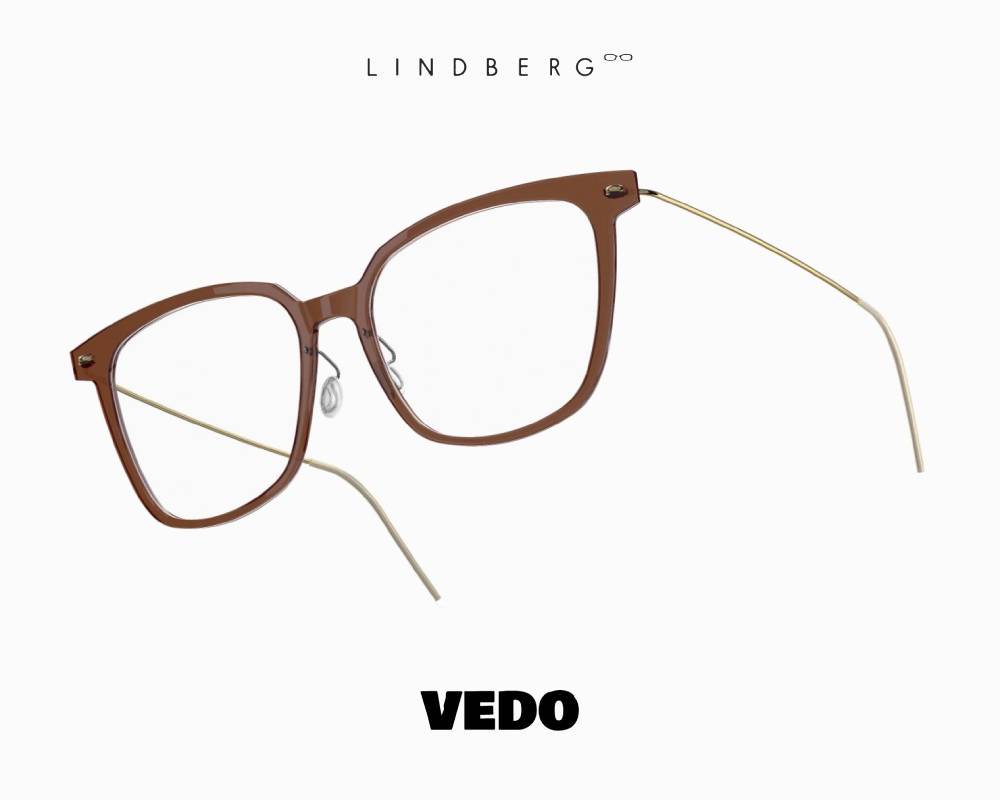 LINDBERG NOW 6625 Squared Cat-Eye Feminine Titanium Eyeglasses BROWN
