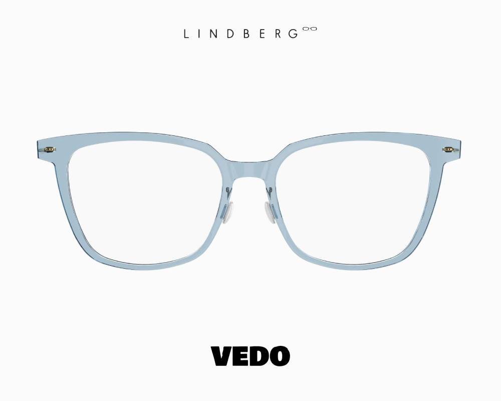 LINDBERG NOW 6625 Squared Cat-Eye Feminine Titanium Eyeglasses LIGHT BLUE