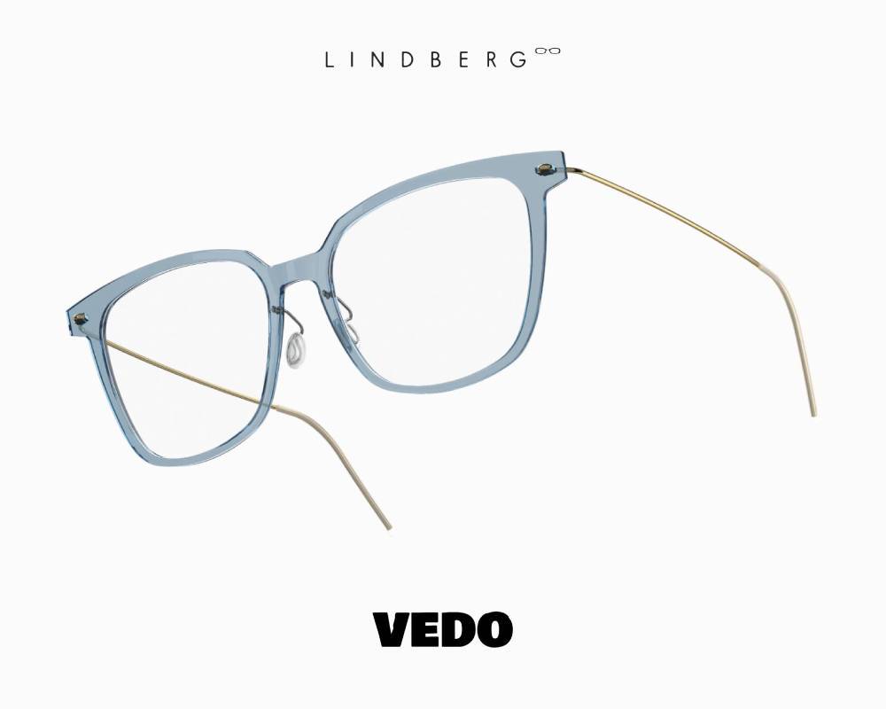 LINDBERG NOW 6625 Squared Cat-Eye Feminine Titanium Eyeglasses LIGHT BLUE