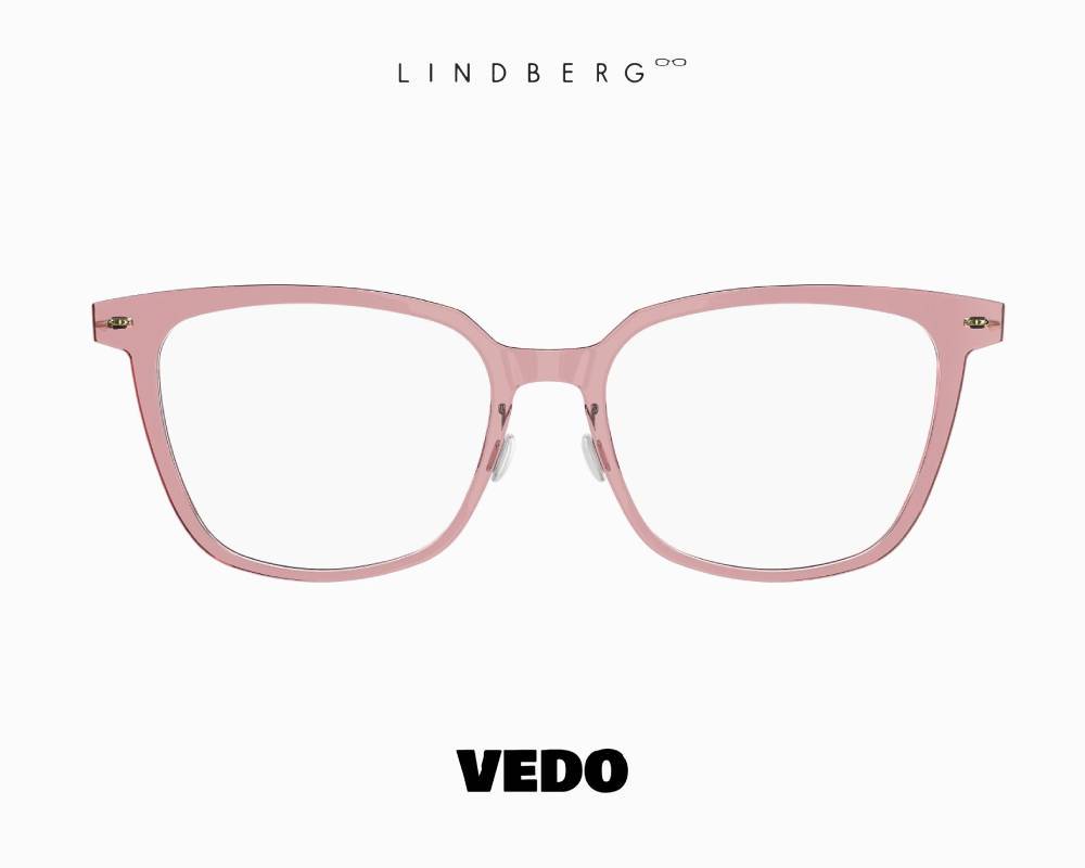 LINDBERG NOW 6625 Squared Cat-Eye Feminine Titanium Eyeglasses PINK 1