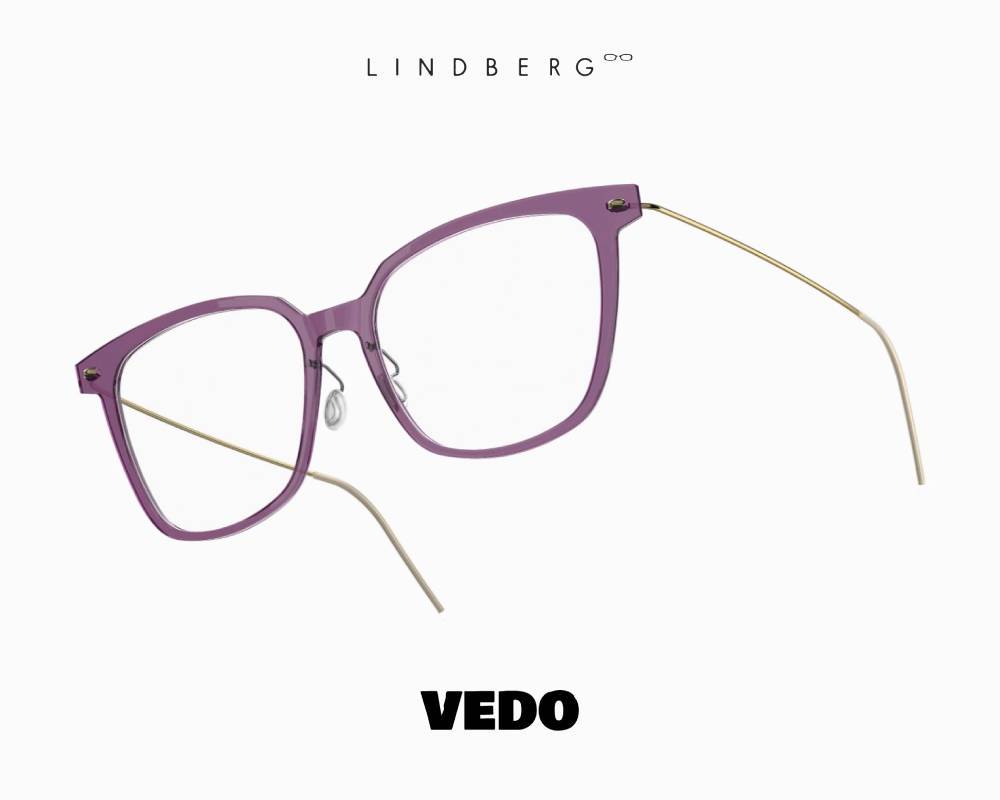 LINDBERG NOW 6625 Squared Cat-Eye Feminine Titanium Eyeglasses PURPLE