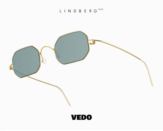 LINDBERG Sun Titanium 8223 Hexagonal Sunglasses gold vedosunglasses.com light blue lenses