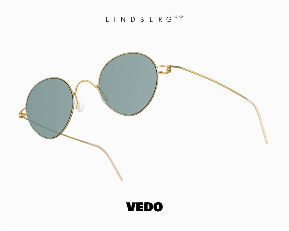LINDBERG Sun Titanium 8224 Round Sunglasses gold vedosunglasses.com light blue lenses