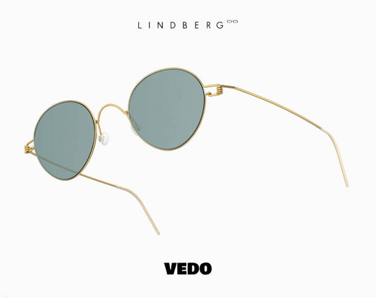 LINDBERG Sun Titanium 8224 Round Sunglasses gold vedosunglasses.com light blue lenses