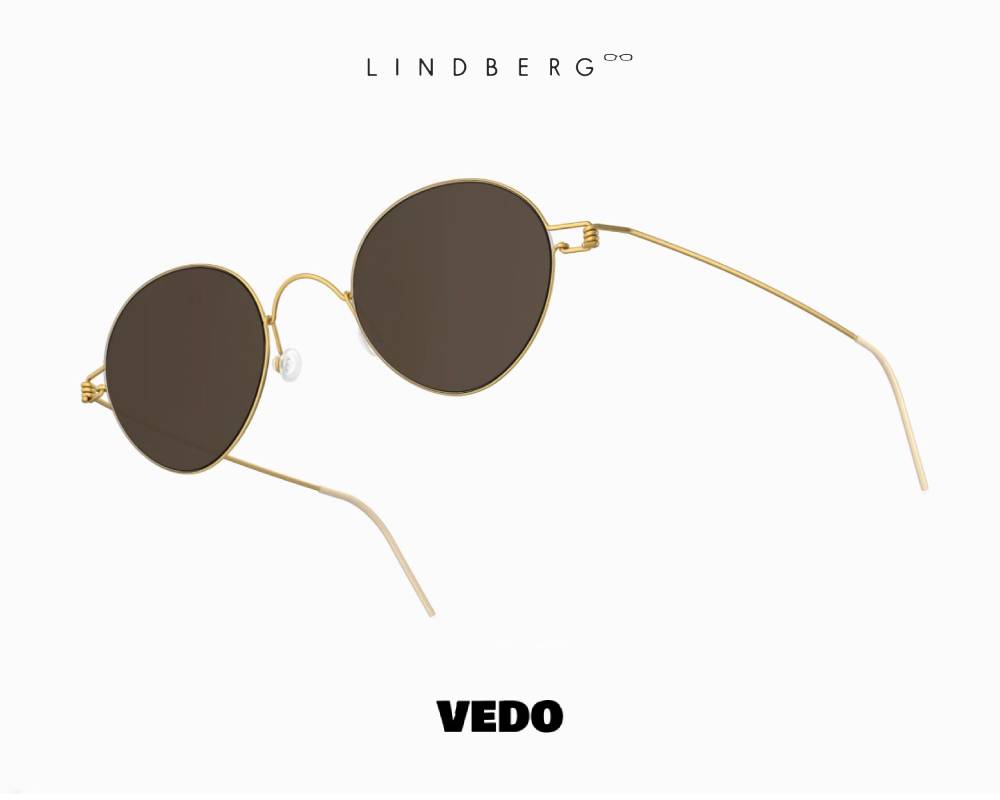 LINDBERG Sun Titanium 8224 Round Sunglasses gold vedosunglasses.com brown lenses