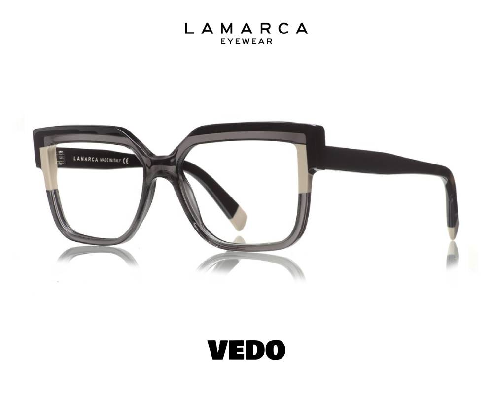 Lamarca Fusioni 155 – Feminine Bold Italian Handmade Eyeglasses vedosunglasses.com 01 black grey