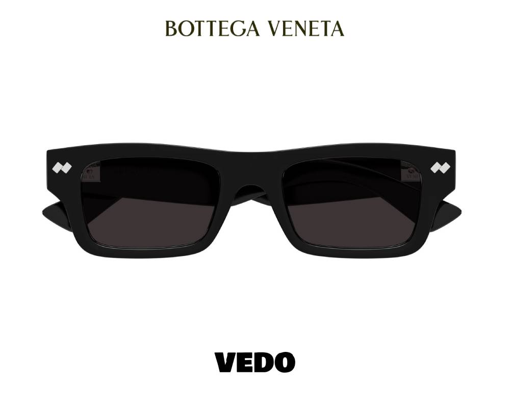 New Bottega Veneta BV1351S Bold Rectangular Sunglasses vedosunglasses.com black