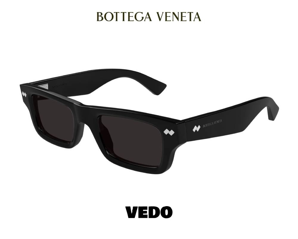 New Bottega Veneta BV1351S Bold Rectangular Sunglasses vedosunglasses.com black
