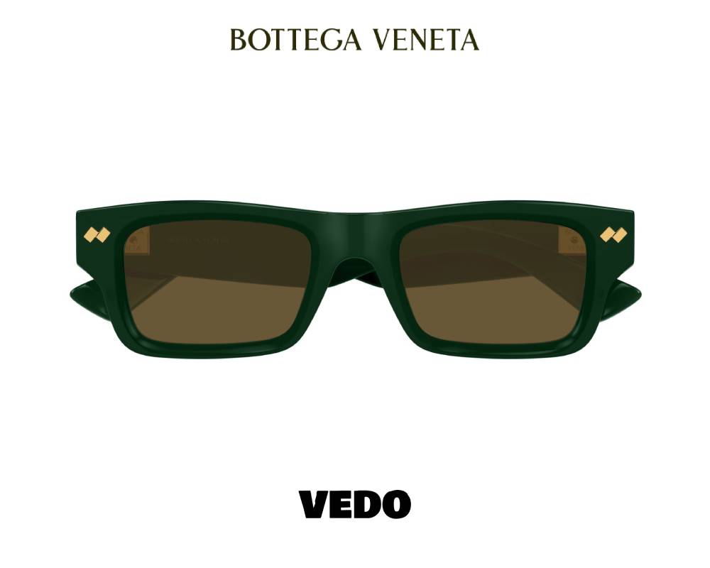 New Bottega Veneta BV1351S Bold Rectangular Sunglasses vedosunglasses.com green