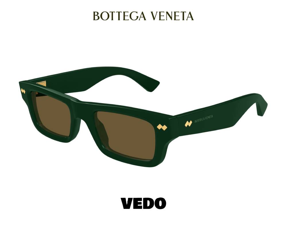 New Bottega Veneta BV1351S Bold Rectangular Sunglasses vedosunglasses.com green