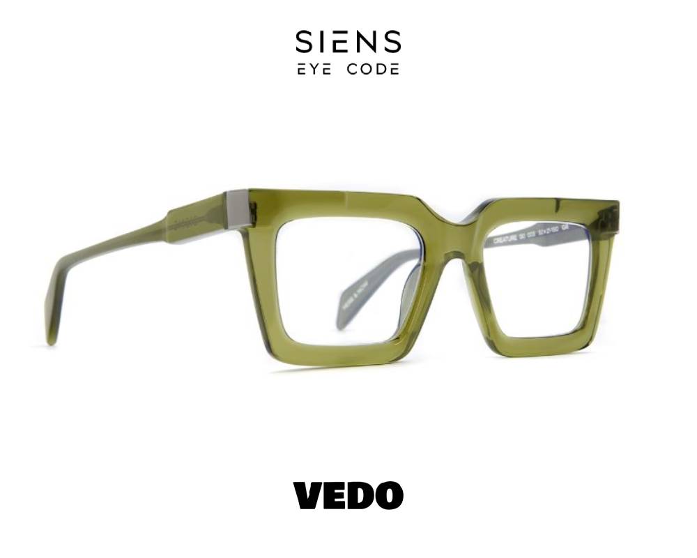 SIENS EYE CODE 130 Squared Rectangular Eyeglasses vedosunglasses.com crystal green