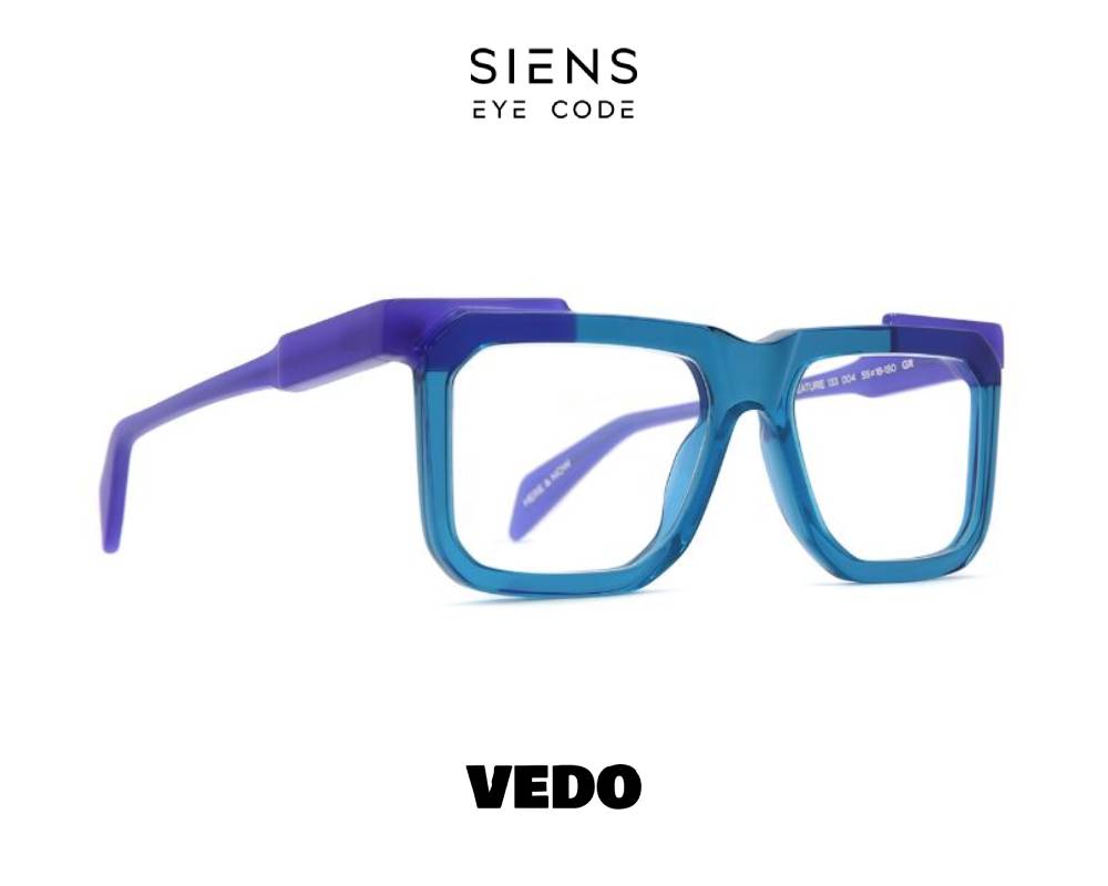 SIENS EYE CODE 133 Squared Rectangular Men’s Eyeglasses vedosunglasses.com violet crystal blue