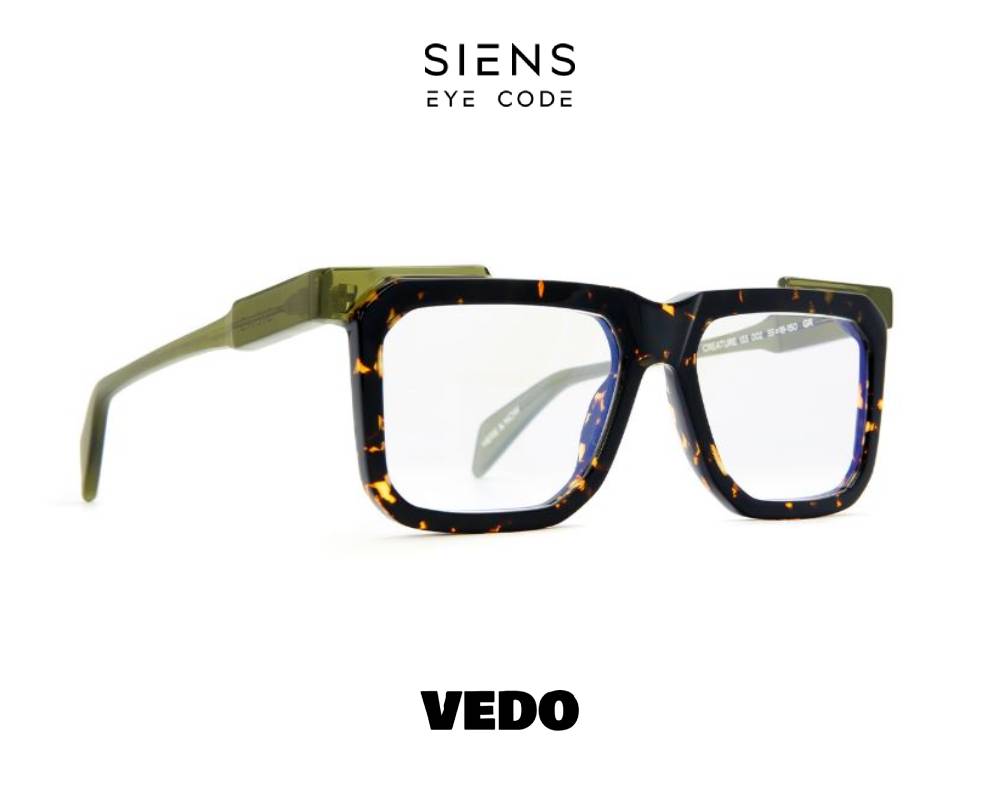 SIENS EYE CODE 133 Squared Rectangular Men’s Eyeglasses vedosunglasses.com green brown havana