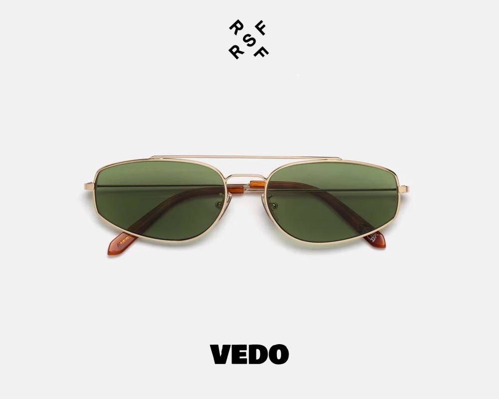 Doublebridge oval metal sunglasses Retrosuperfuture TEMA vedosunglasses gold green