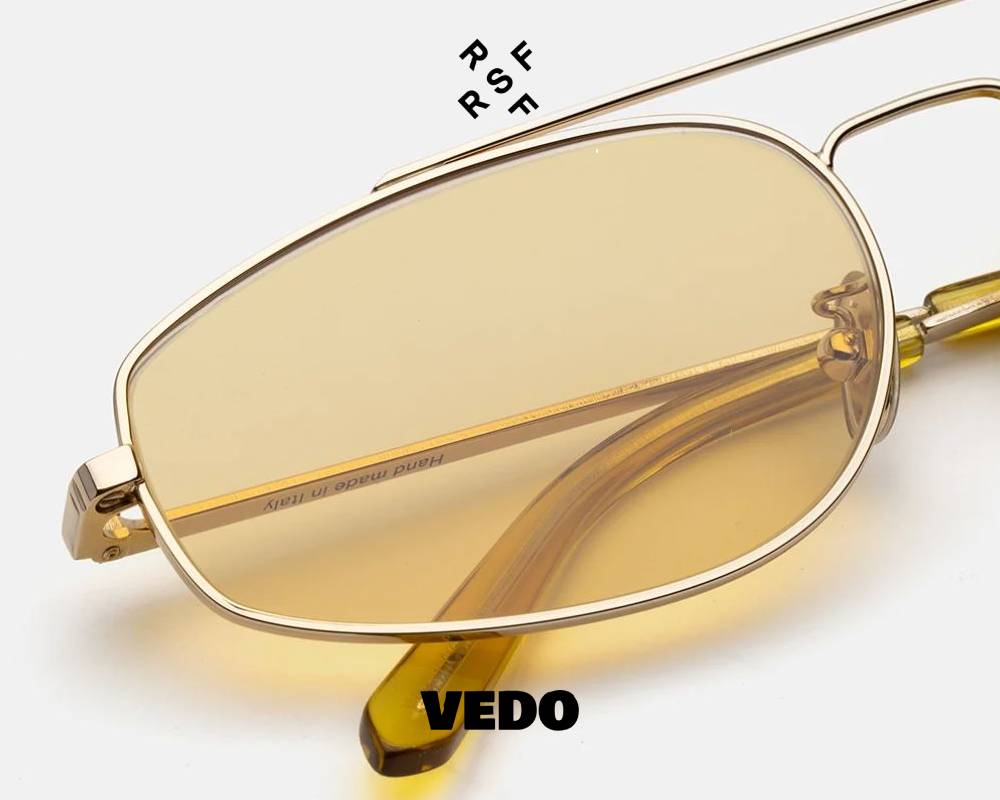 Doublebridge oval metal sunglasses Retrosuperfuture TEMA vedosunglasses gold yellow orange