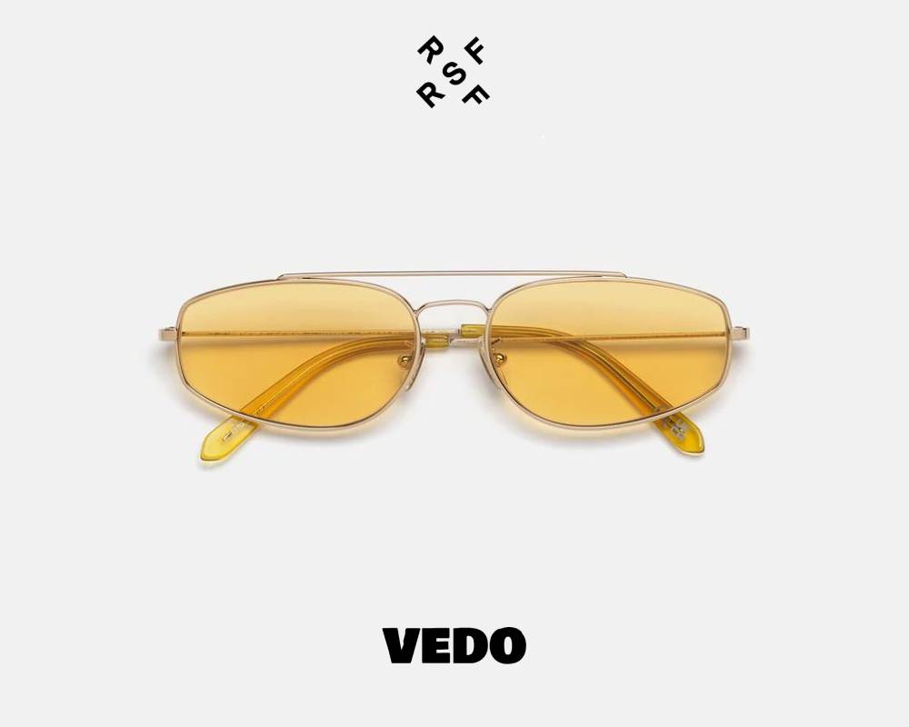 Doublebridge oval metal sunglasses Retrosuperfuture TEMA vedosunglasses gold yellow orange