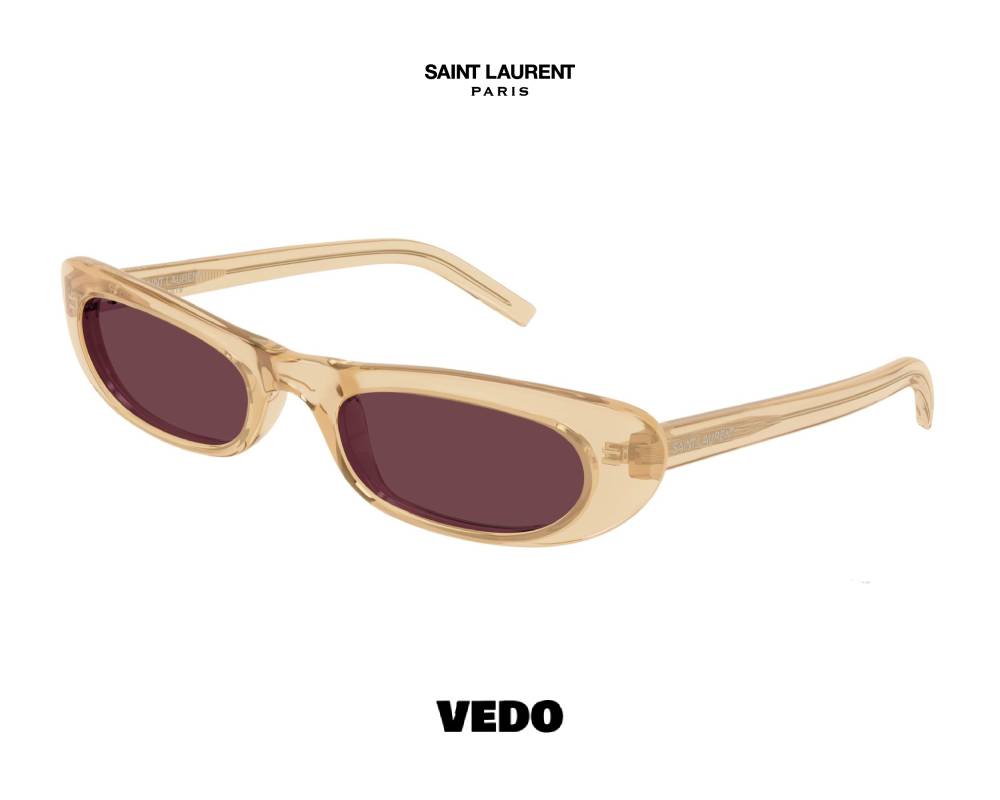 Saint Laurent SL 557 Slim Rectangular Sunglasses crystal brown