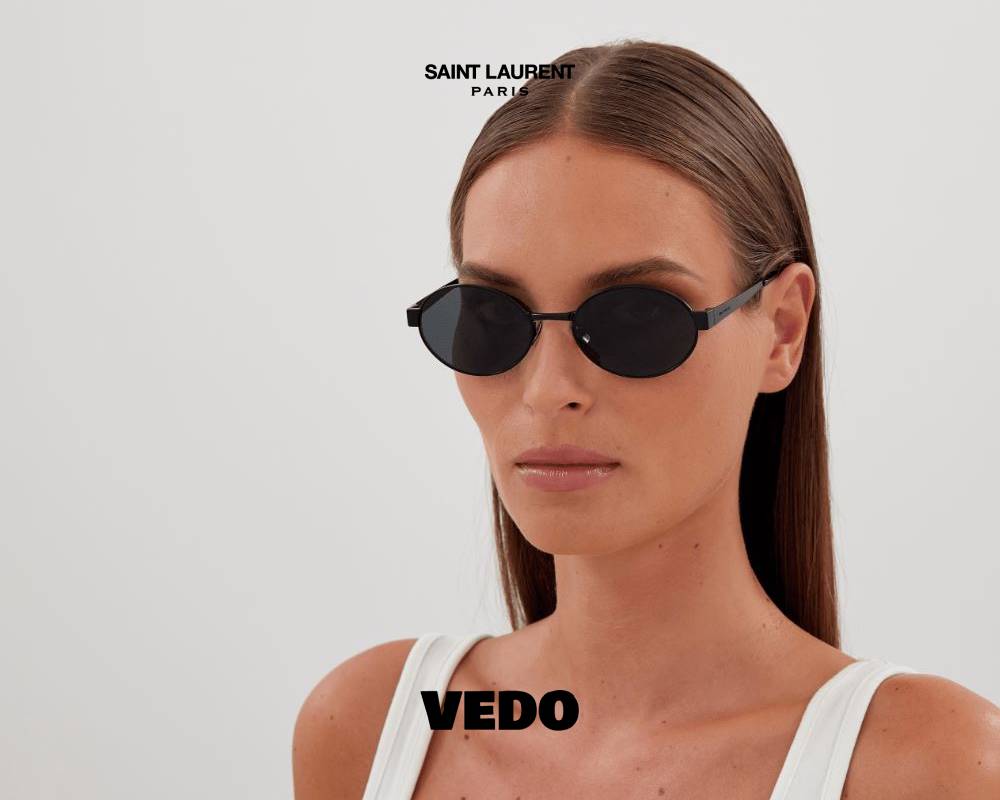 Saint Laurent SL 692 Oval Metal Sunglasses vedosunglasses.com black