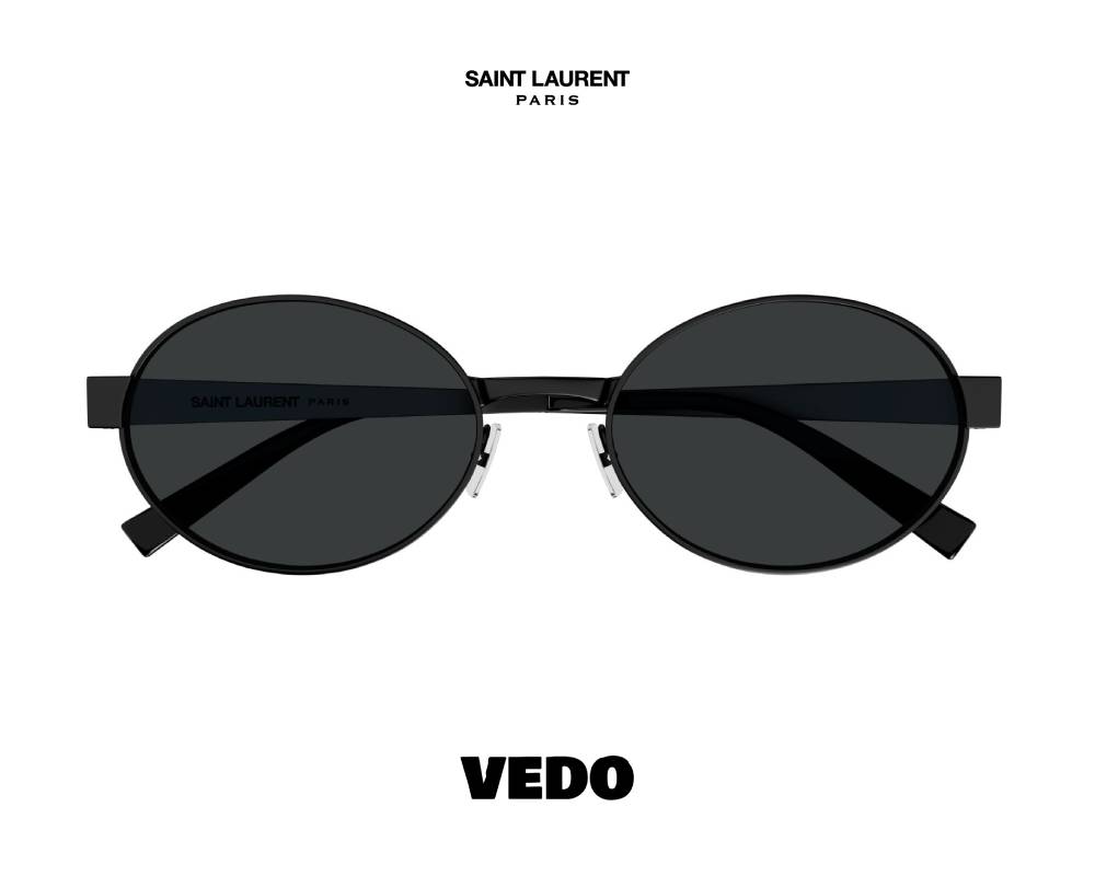 Saint Laurent SL 692 Oval Metal Sunglasses vedosunglasses.com black total