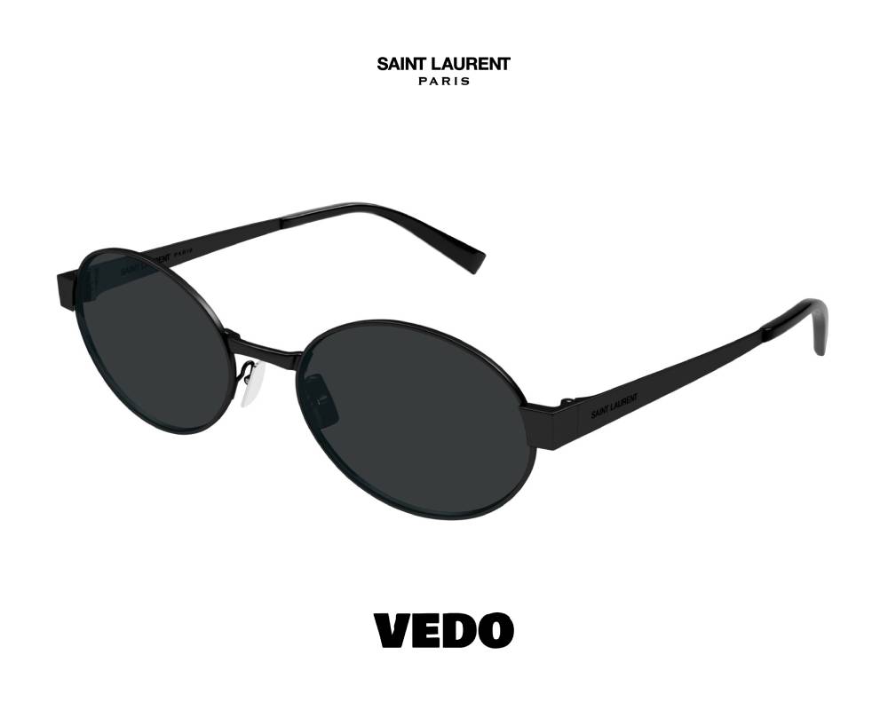 Saint Laurent SL 692 Oval Metal Sunglasses vedosunglasses.com black