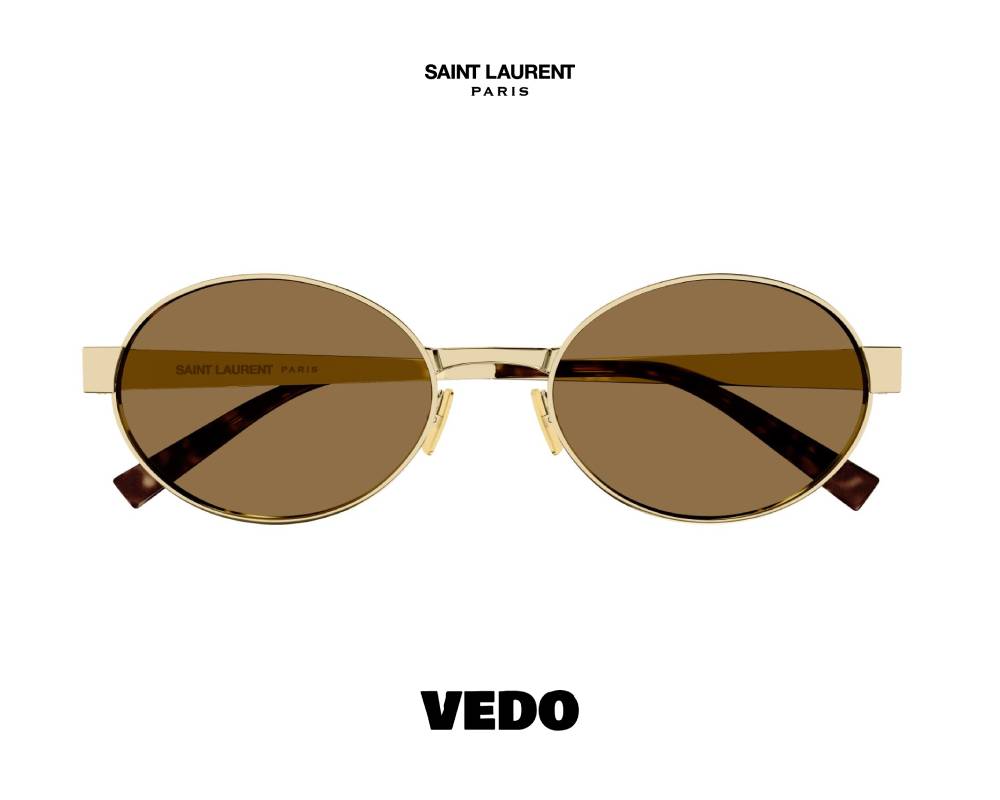 Saint Laurent SL 692 Oval Metal Sunglasses vedosunglasses.com gold brown lenses