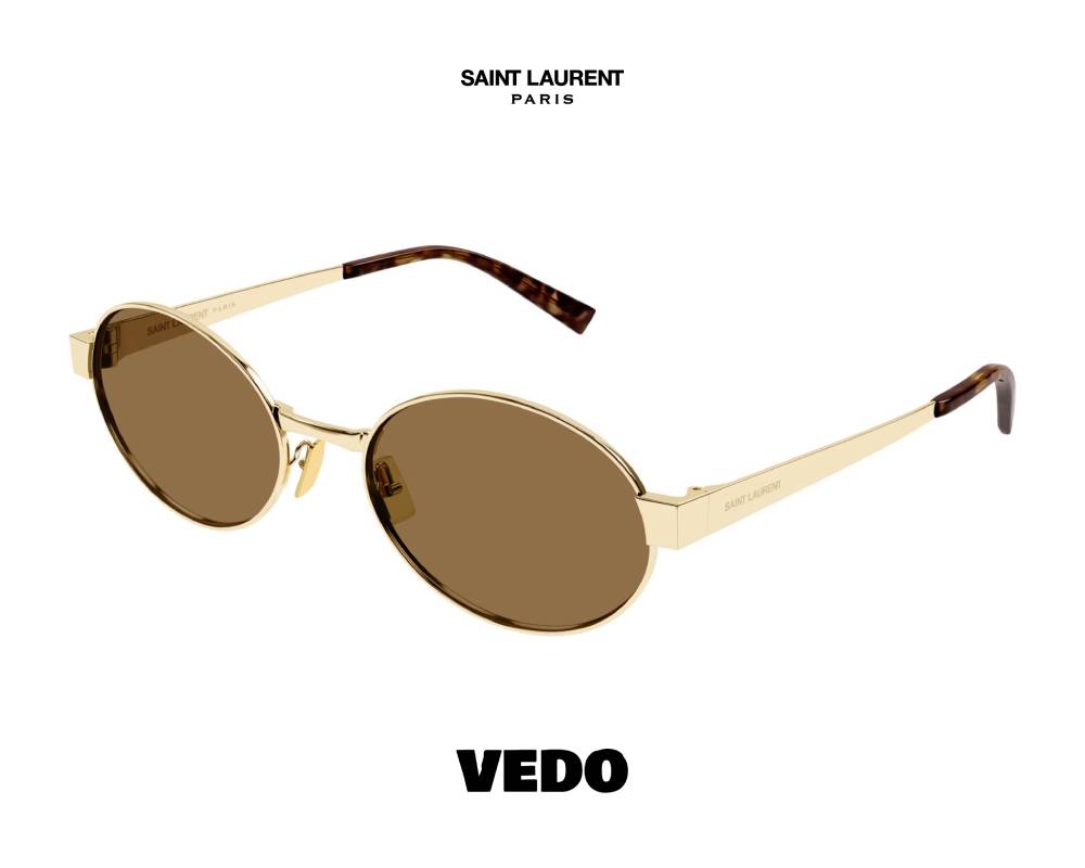 Saint Laurent SL 692 Oval Metal Sunglasses vedosunglasses.com gold brown lenses