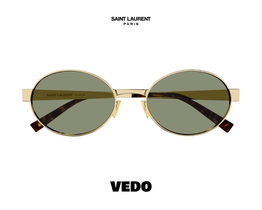 Saint Laurent SL 692 Oval Metal Sunglasses vedosunglasses.com gold green lenses