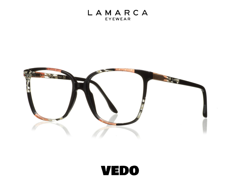 Soft squared oversize eyeglasses LAMARCA Mosaico 64 vedosunglasses black rose pink