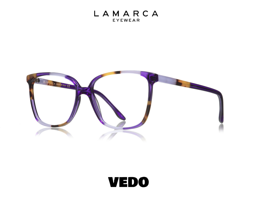 Soft squared oversize eyeglasses LAMARCA Mosaico 64 vedosunglasses violet havana