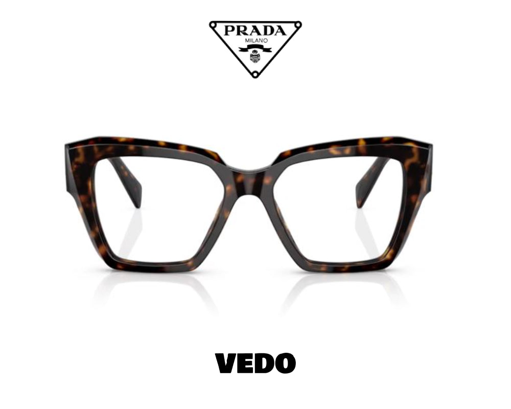 Square eyeglasses PRADA 09ZV vedosunglasses.com brown havana