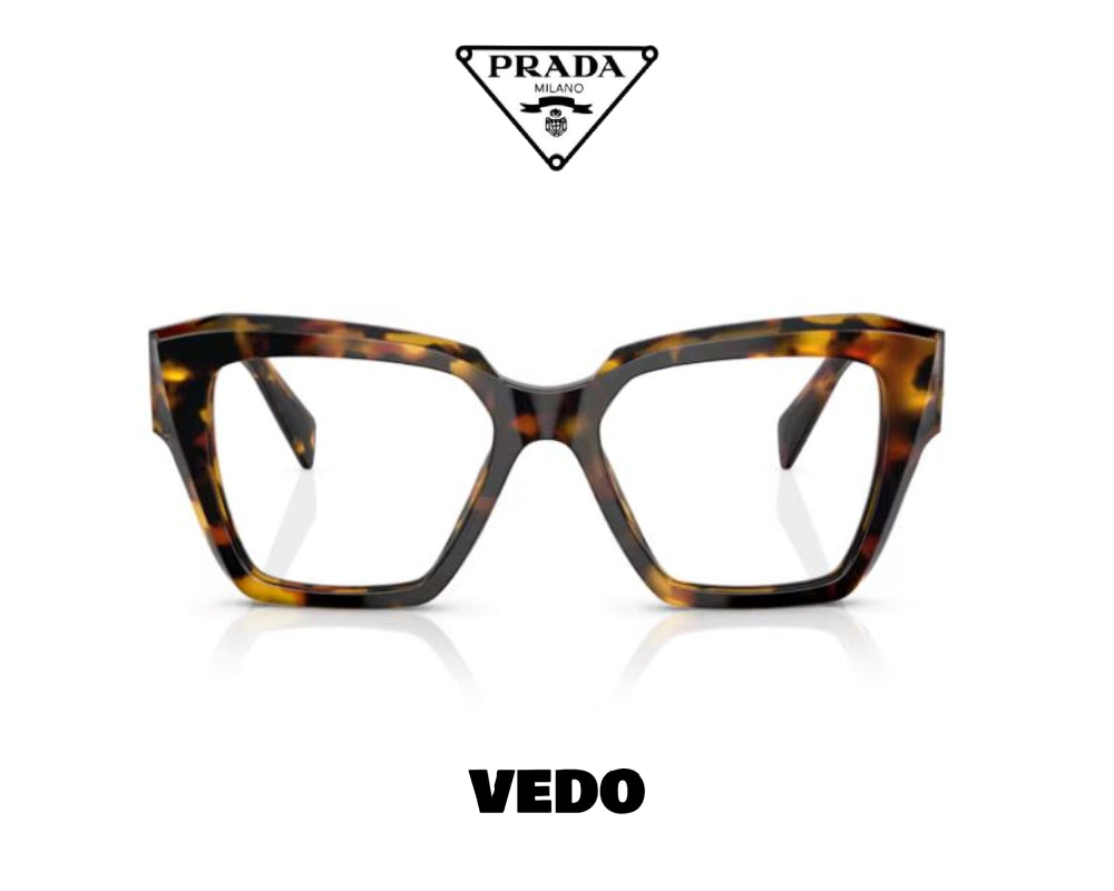 Square eyeglasses PRADA 09ZV vedosunglasses.com brown havana yellow