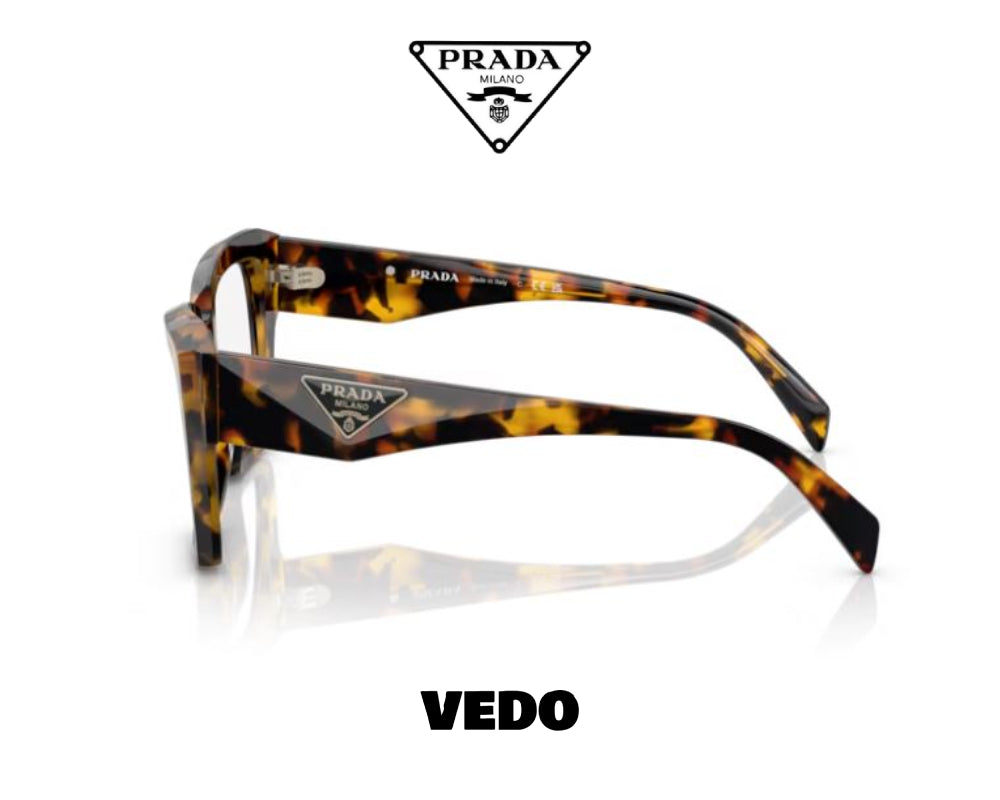 Square eyeglasses PRADA 09ZV vedosunglasses.com brown havana yellow